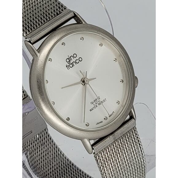 GINO FRANCO Men's Round Stainless Steel Case Strap Watch - Picture 1 of 8